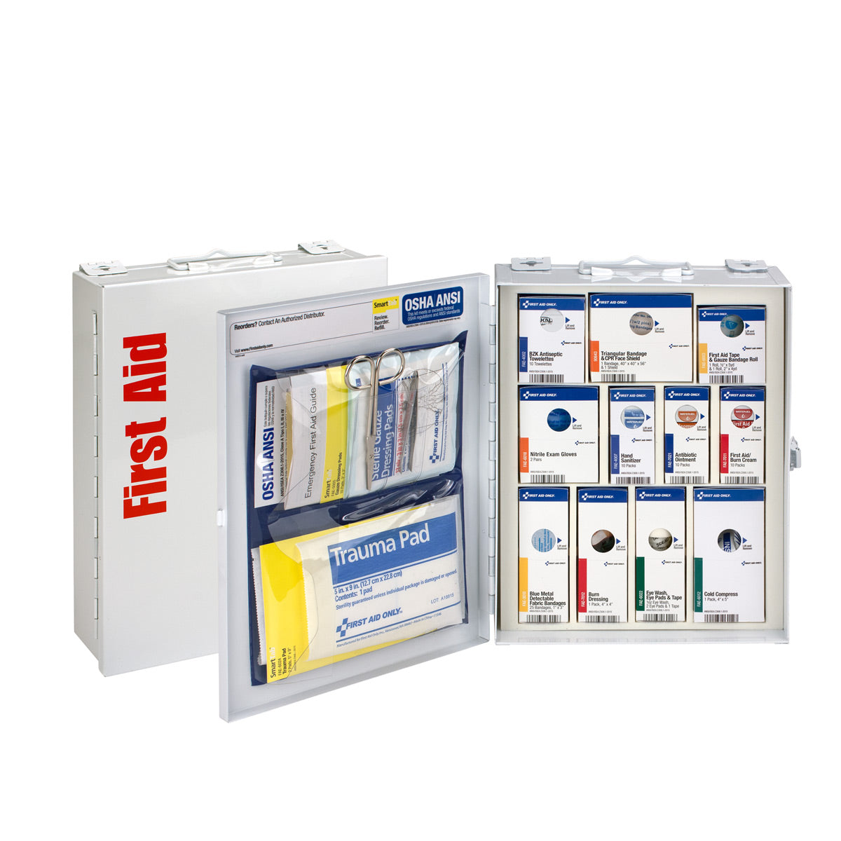 ezReorders 90658 | SmartCompliance 25 Person ANSI A Medium Metal Food Service First Aid Cabinet – No Medications