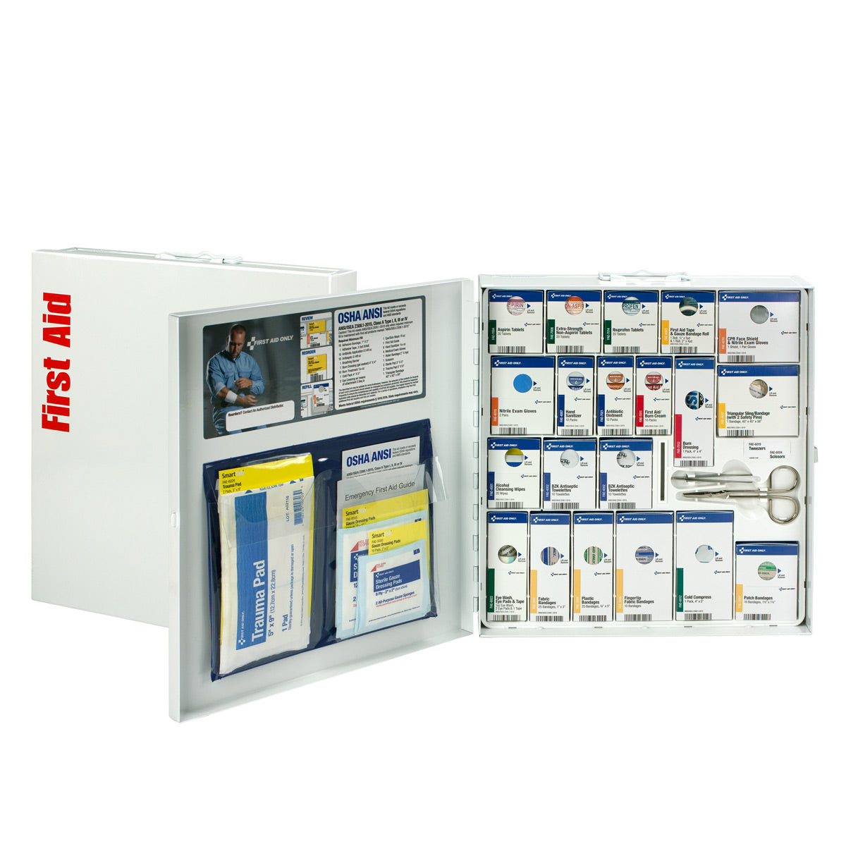ezReorders 746000 | SmartCompliance 50 Person Large Metal First Aid Cabinet with Medications