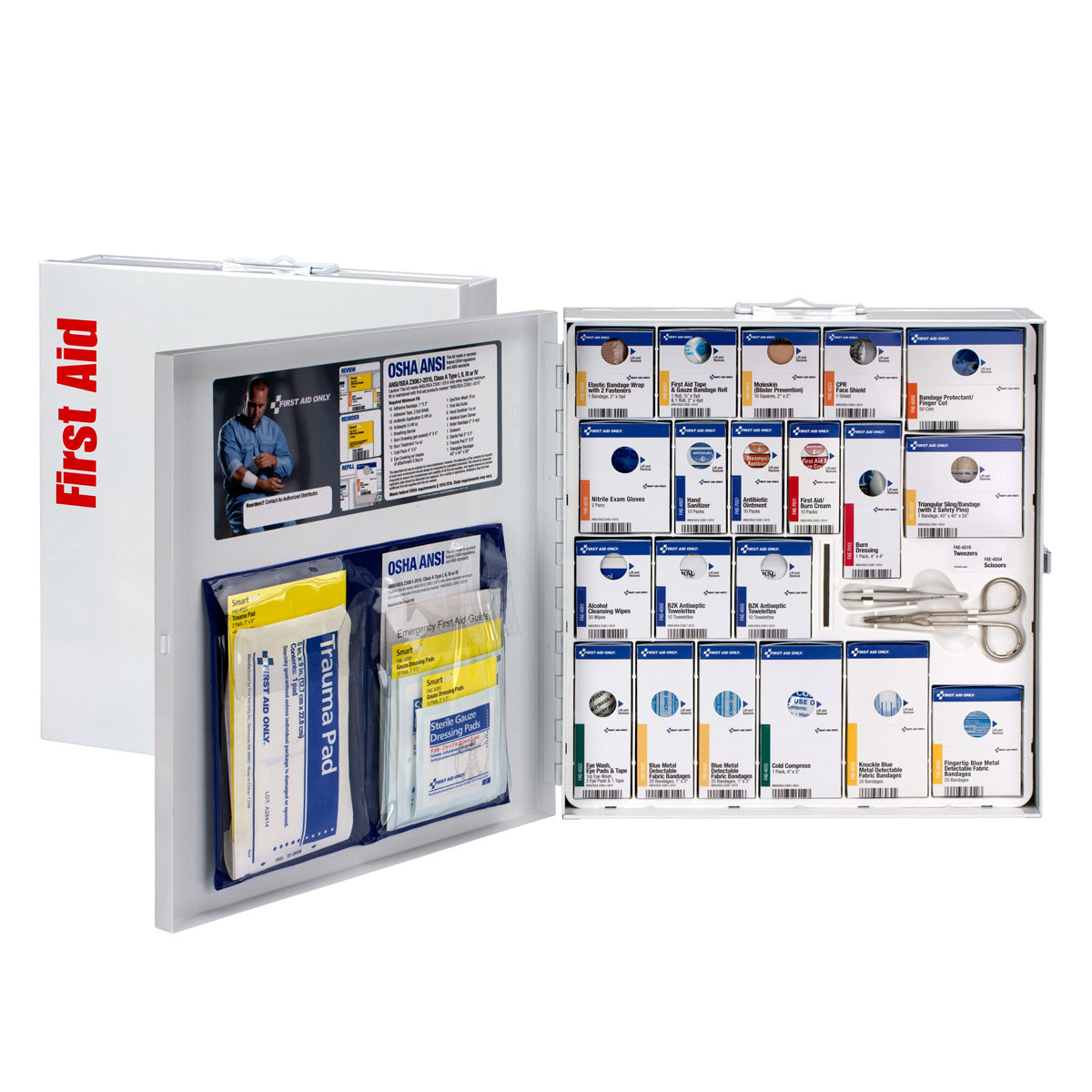 ezReorders 746006 | SmartCompliance 50 Person ANSI A+ Large Metal Food Service First Aid Cabinet – No Medications