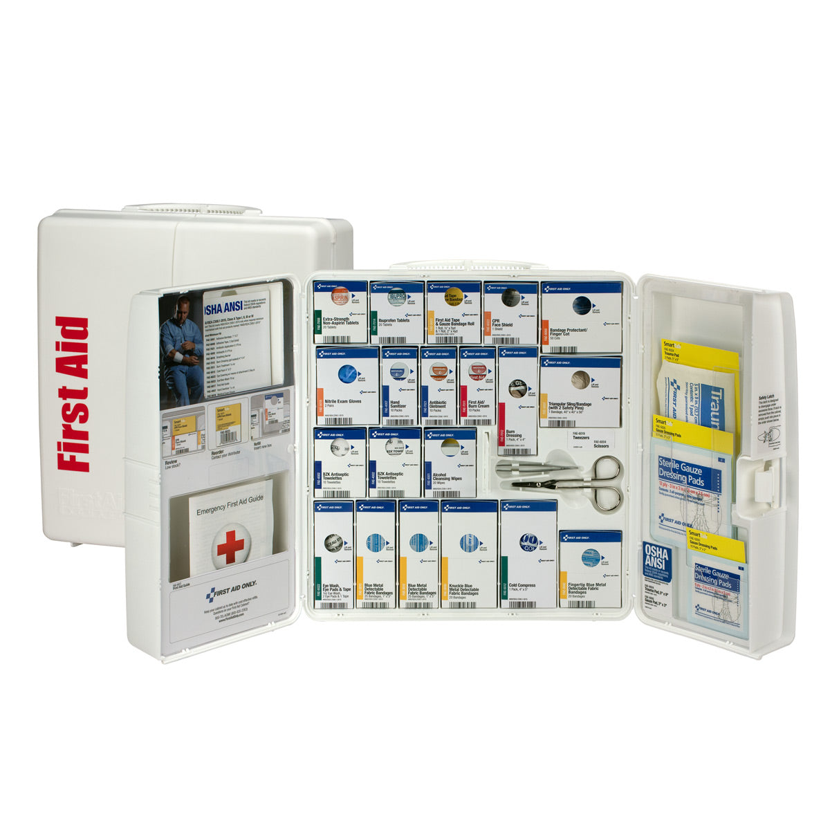 ezReorders 90659 | SmartCompliance 50 Person ANSI A+ Large Plastic Food Service First Aid Cabinet – With Medications