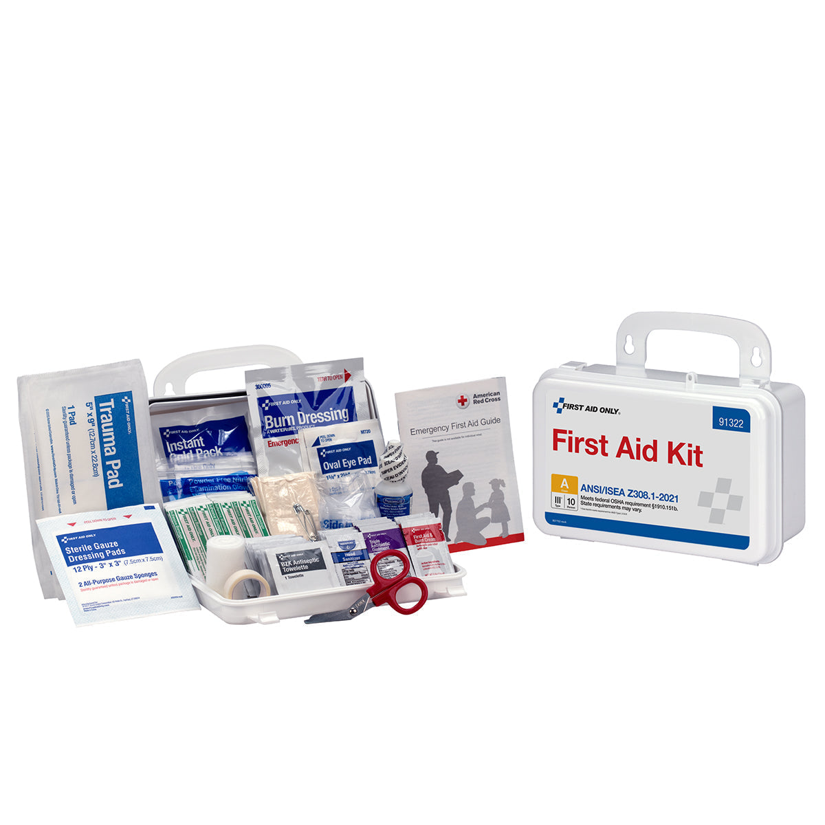 10 Person ANSI A First Aid Kit – Plastic Case – ANSI 2021 Compliant
