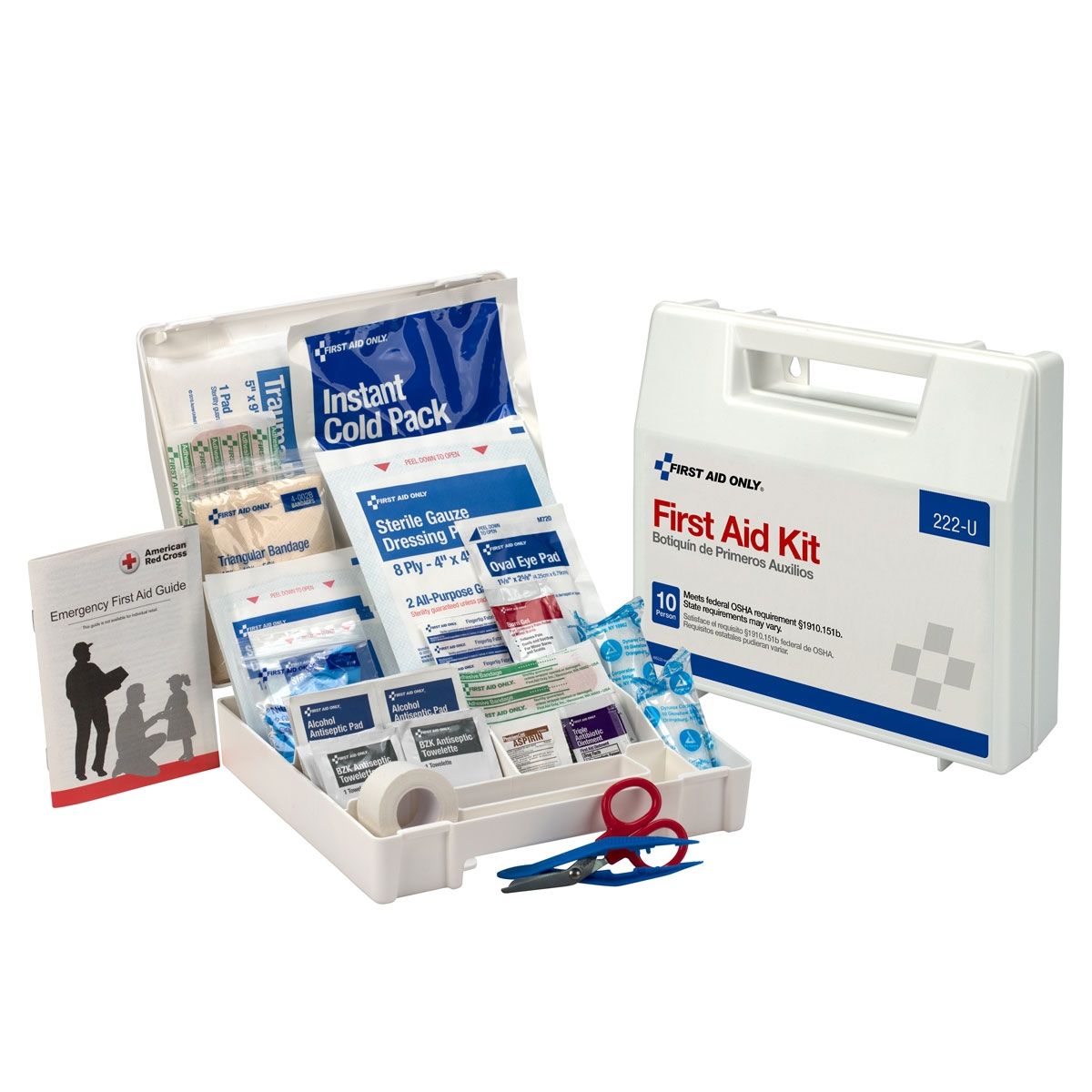 50 Person First Aid Kit – Plastic Case with Dividers