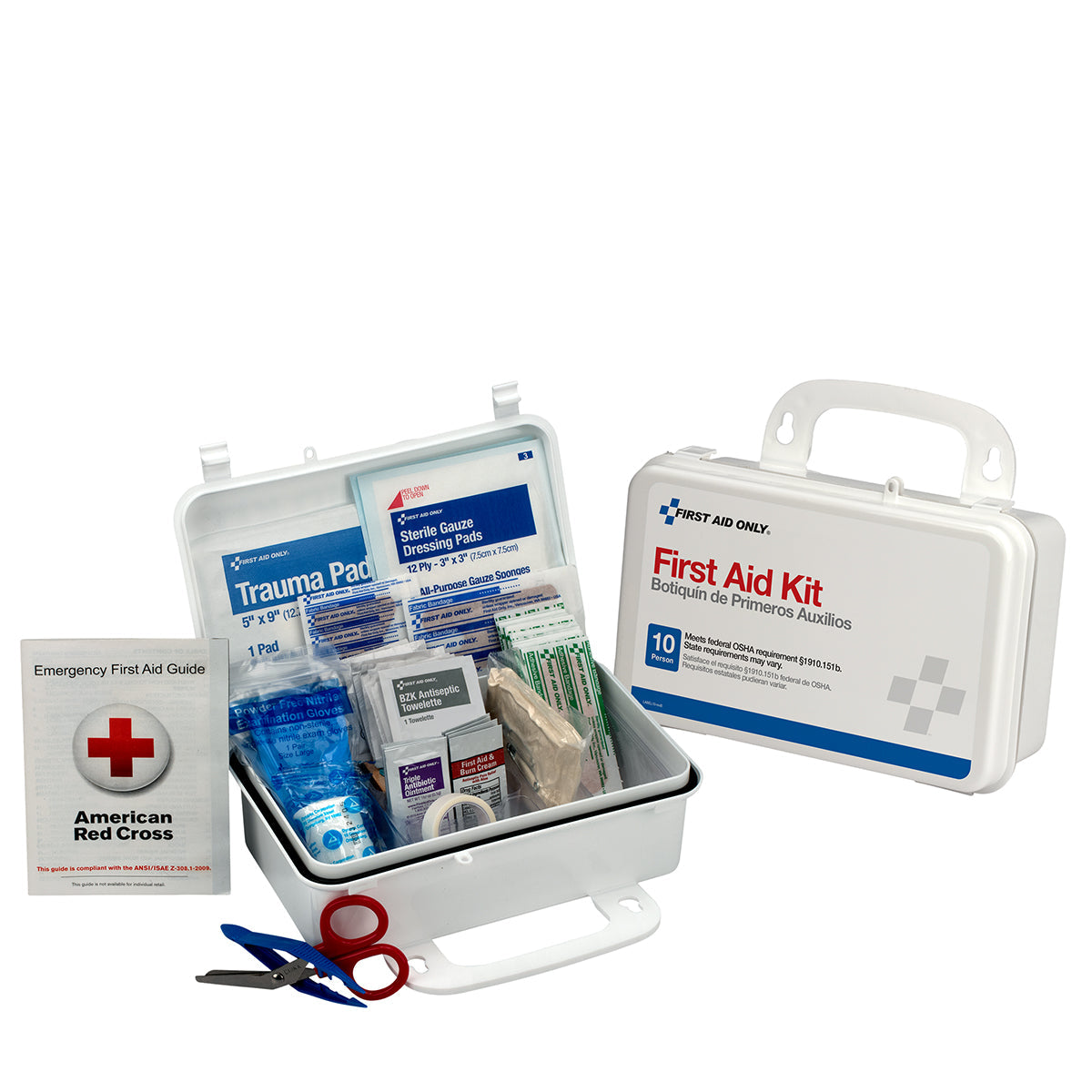 10 Person OSHA Compliant First Aid Kit – Weatherproof Plastic Case