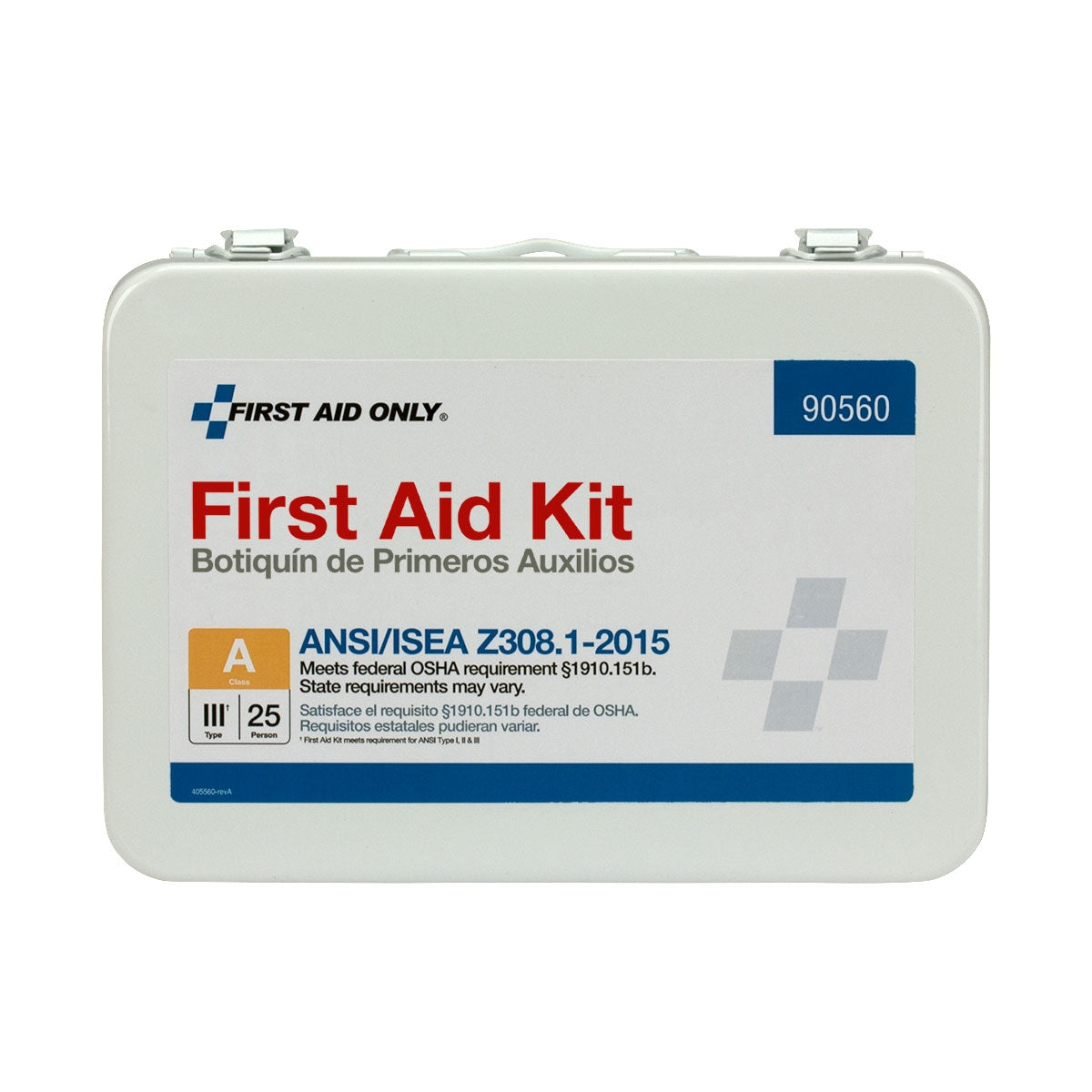25 Person ANSI A First Aid Kit – Bulk Metal Case – ANSI 2015 Compliant