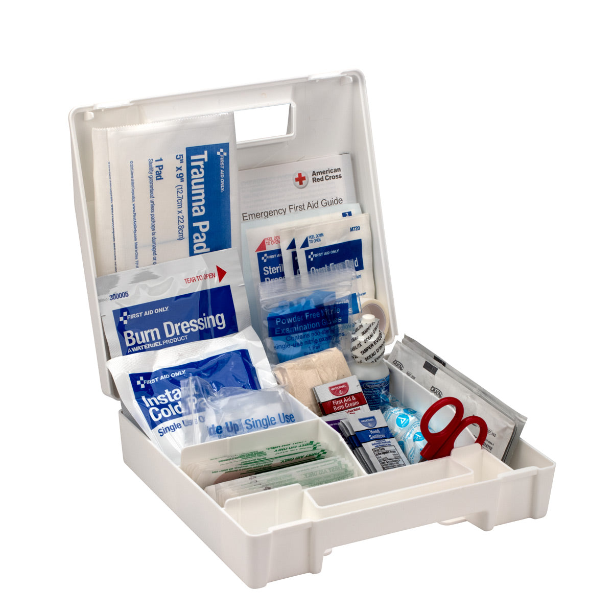 25 Person ANSI A First Aid Kit – Plastic Case with Dividers – ANSI 2015