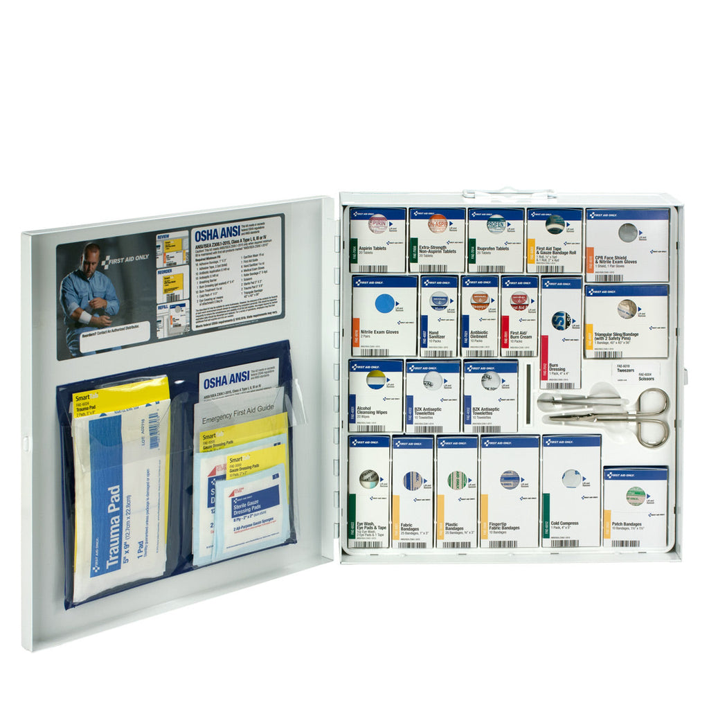 SmartCompliance 50 Person Large Metal First Aid Cabinet with Medications