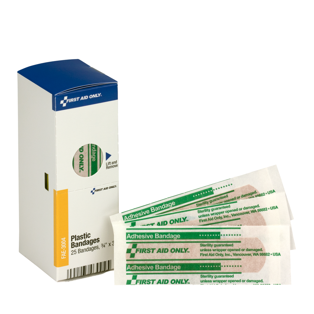 Plastic Adhesive Bandages 3/4" x 3" – 50 ct