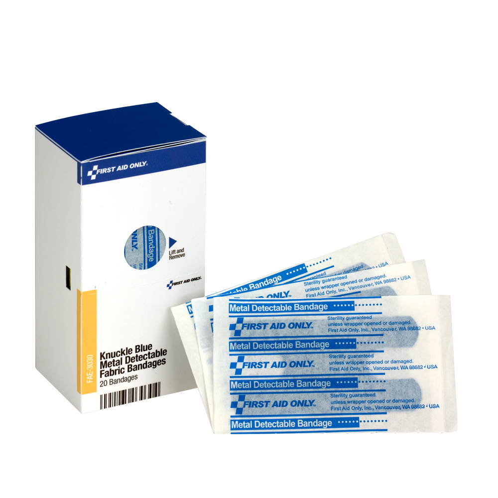 Bandage, Knuckle, Fabric, Metal Detectable, Blue, 25 ct.