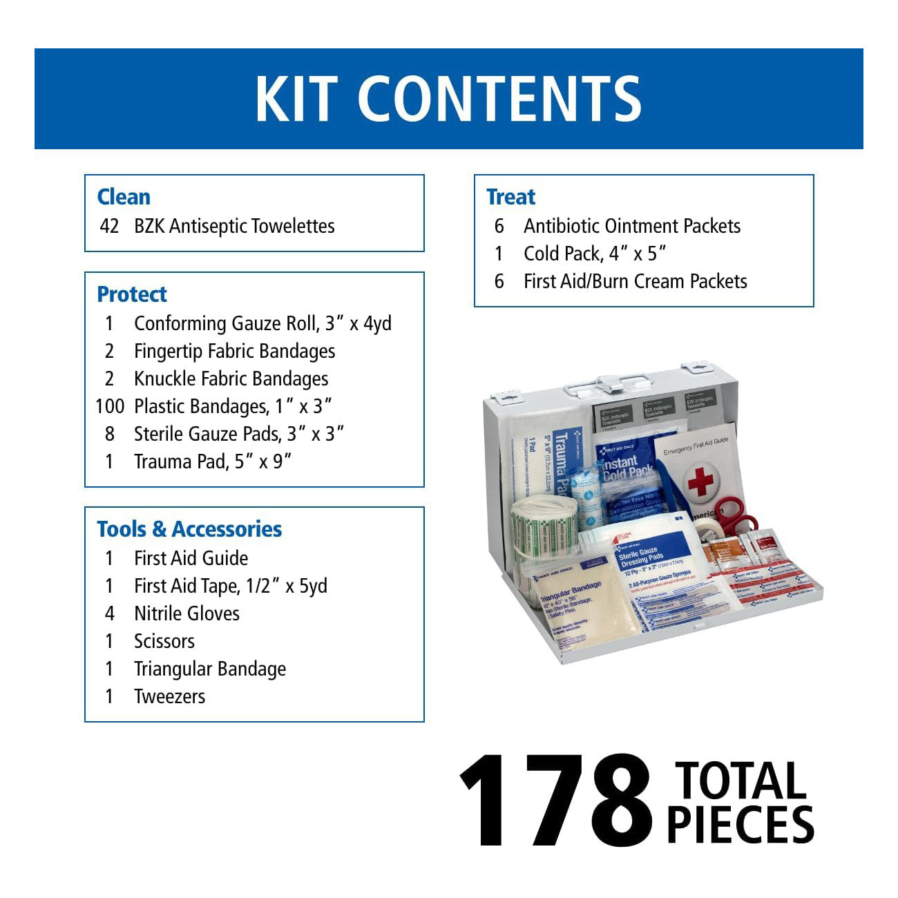 25 Person Contractor First Aid Kit with Metal Case
