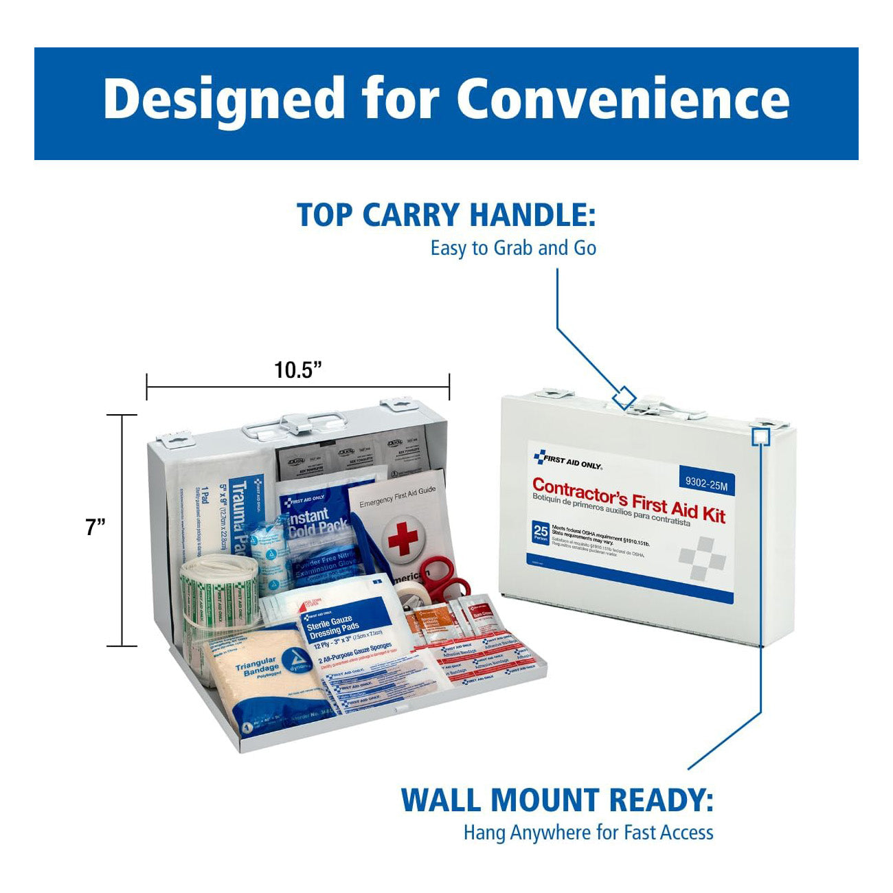 25 Person Contractor First Aid Kit with Metal Case