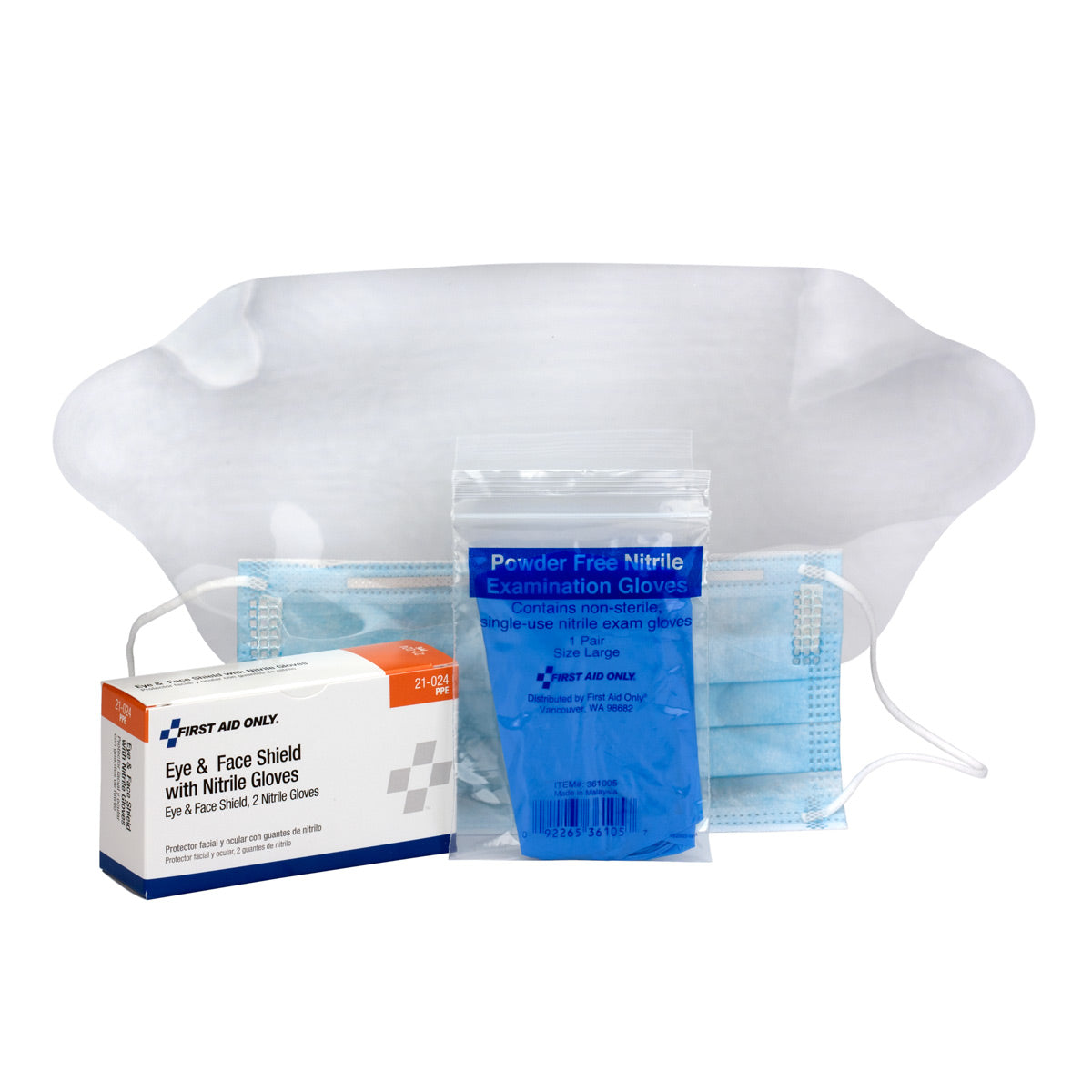1 Eye and Face Shield and 2 Nitrile Exam Gloves