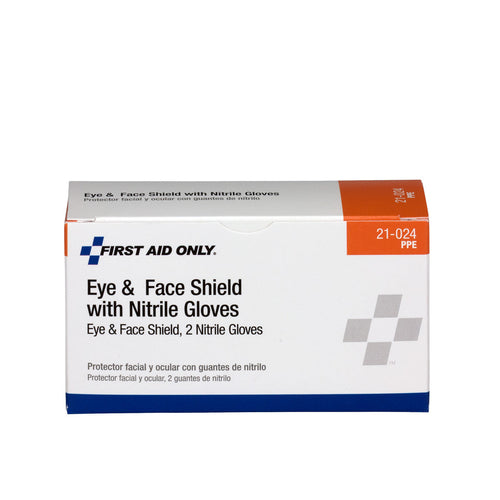 1 Eye and Face Shield and 2 Nitrile Exam Gloves