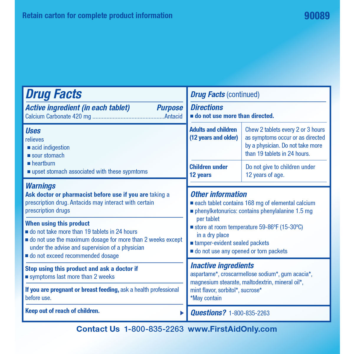 Antacid Tablets – 100 ct