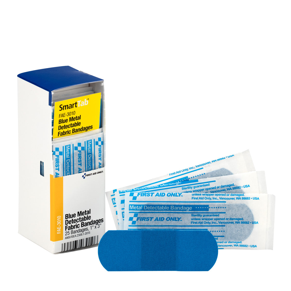 Blue Metal Detectable Fabric Bandages 1" x 3" – 40 ct