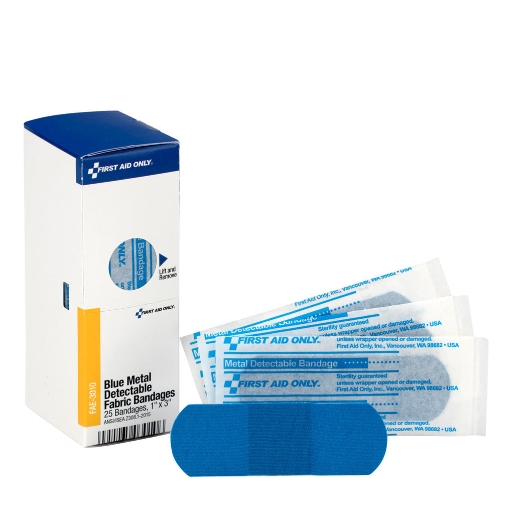 Blue Metal Detectable Fabric Bandages 1" x 3" – 40 ct