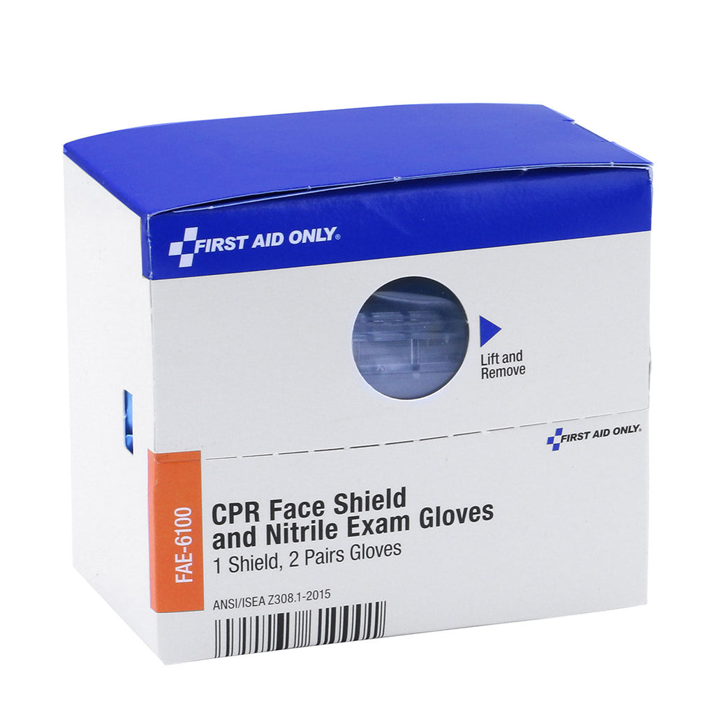 CPR Face Shield & Nitrile Gloves, 1 Shield, 2 Pair Gloves per Box