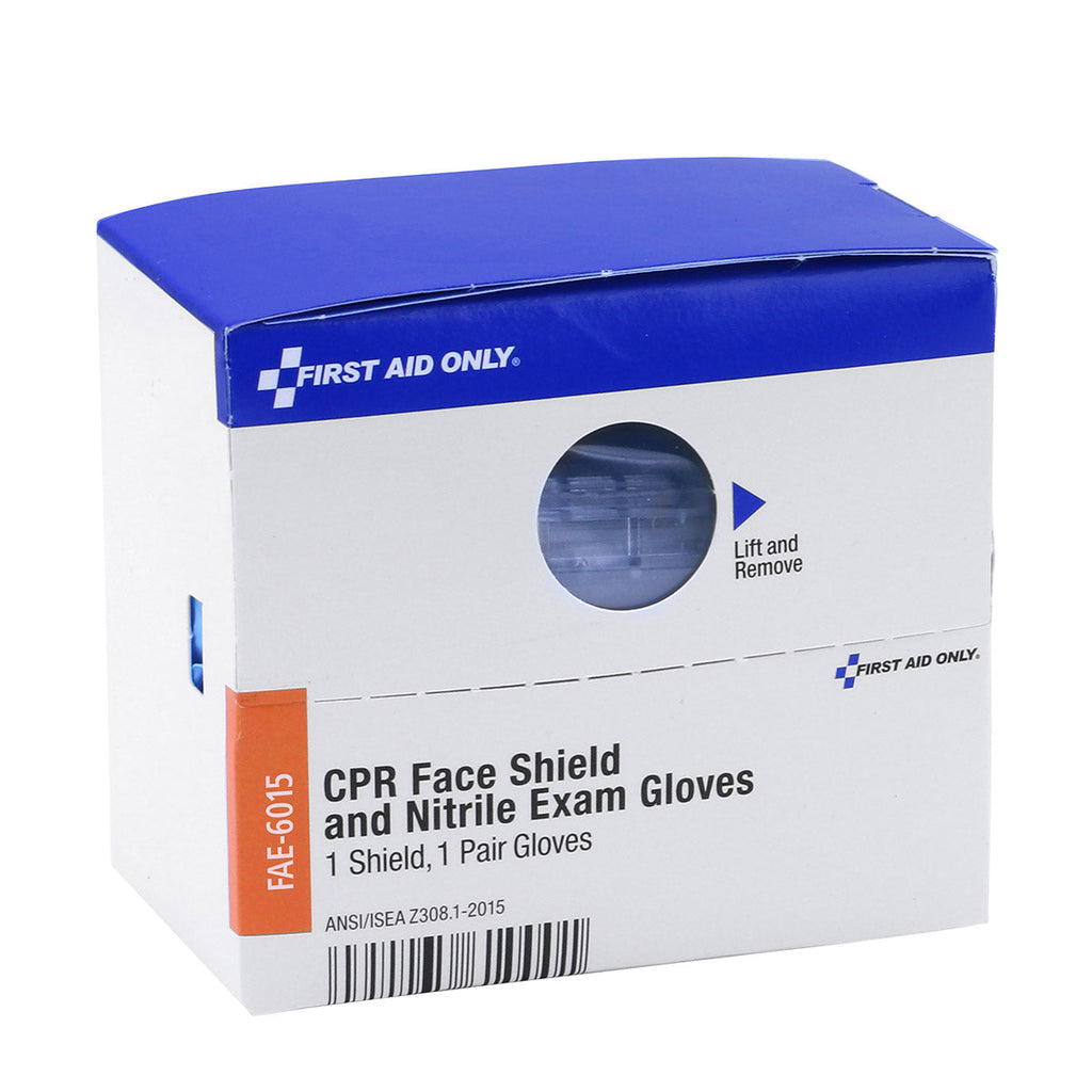 CPR Face Shield & Nitrile Gloves, 1 Shield & 1 Pair of Gloves per Box
